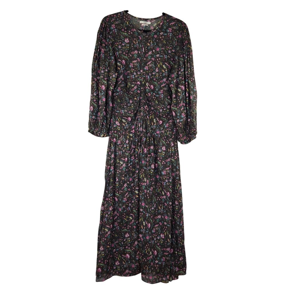 Isabel Marant Etoile Mariana Floral Dress Ruched Front Size 40 (US 8) *flawed